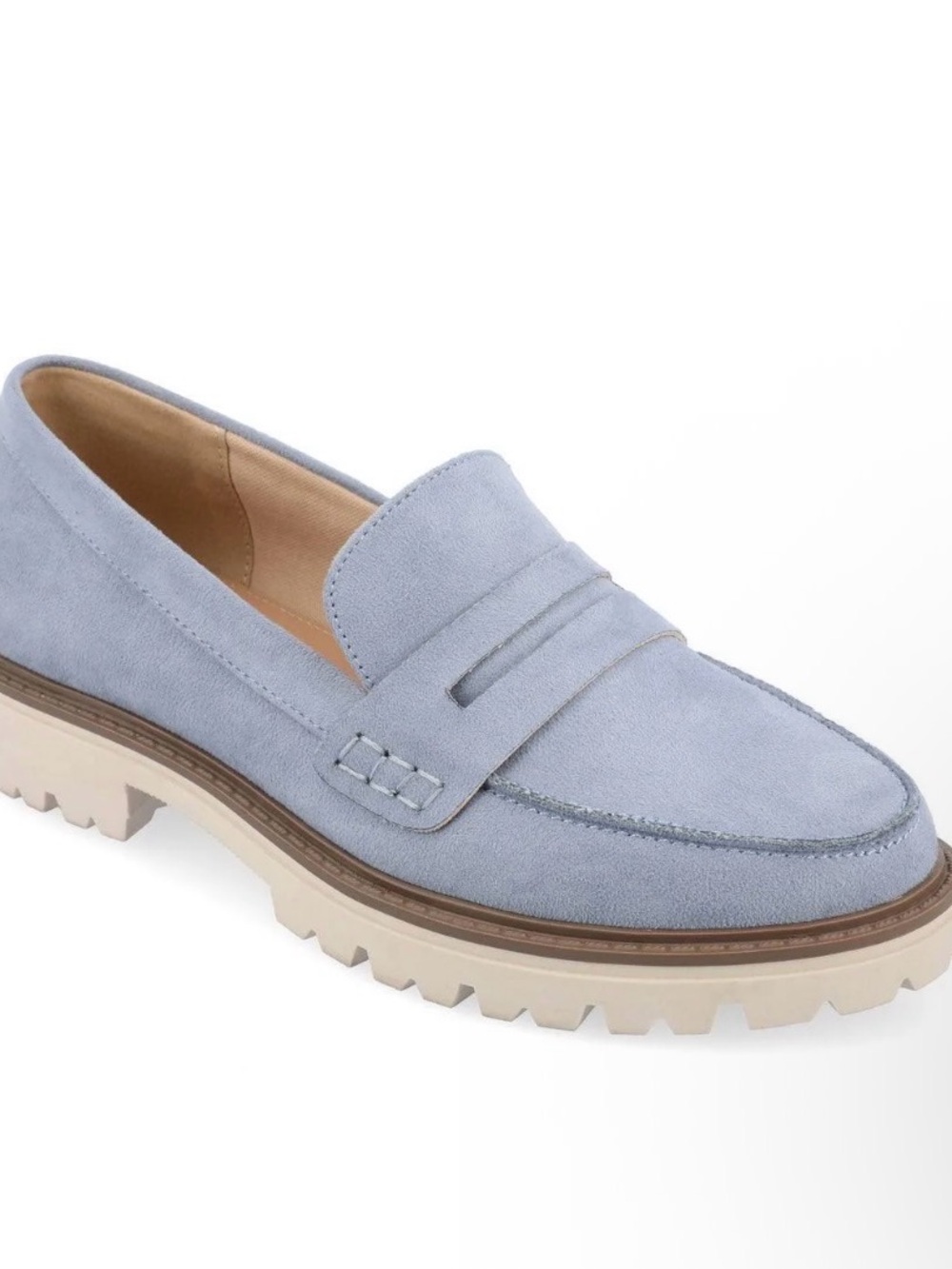 Journey Suede Penny Loafer in Light Blue. Size 8W.  Worn Twice